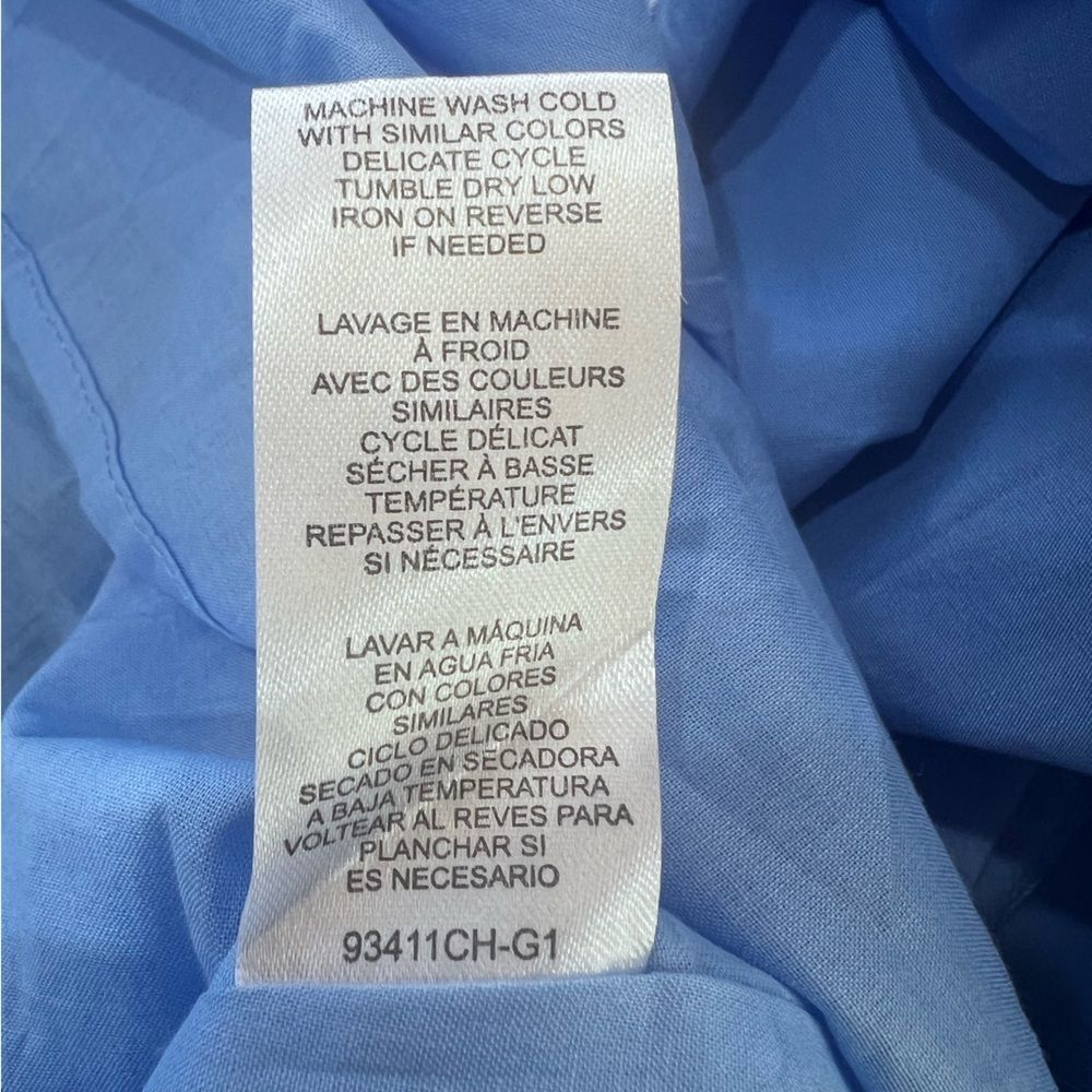 Charles Henry Blue Scallop Trim Poplin Midi Sundress Pockets Fit Flare L NWT - Picture 9 of 14